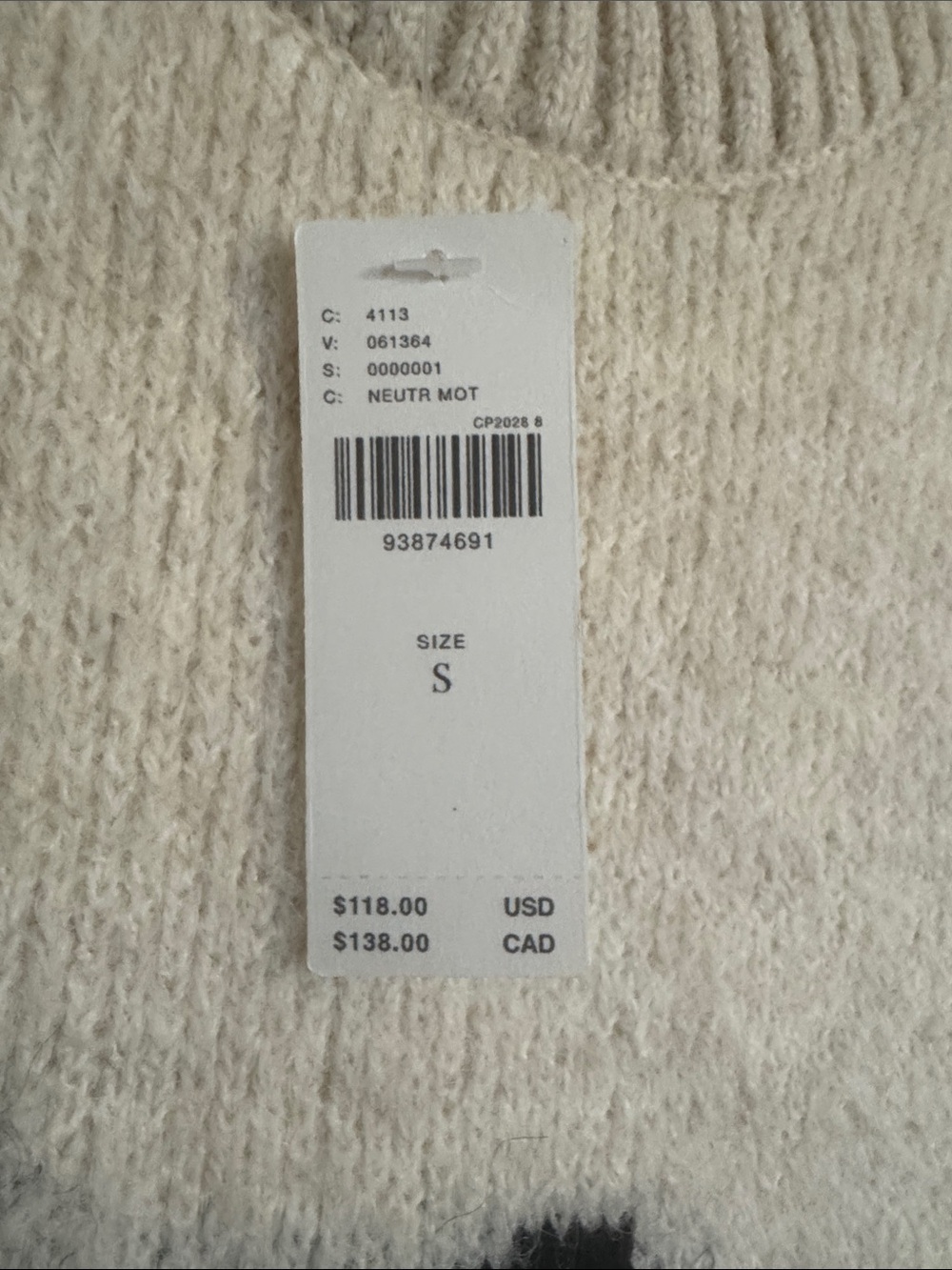 Anthropologie Maeve Oversized Neutral Cream Knit Sweater - Size S